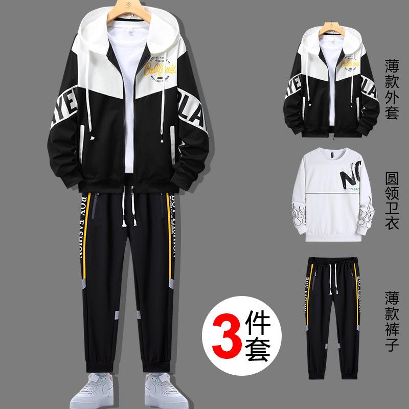 Hoodie Men s Outfit Set Early Youth Handsome Clothes Casual Sports Three Piece XL