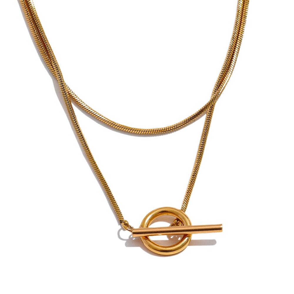 

Yhpup Stainless Steel Double Layer Stacking Chain Basic Necklace Gold Color Fashion Daily Jewelry Bijoux Women