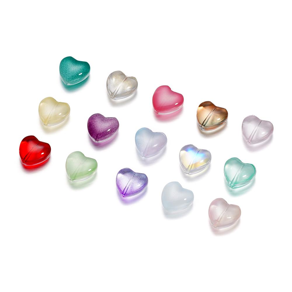 20Pcs/Lot 12*12.3mm Small Flowers Heart Leaves Glass Loose Beads for Jewelry Making Handmade DIY Bracelet Necklace Accessories