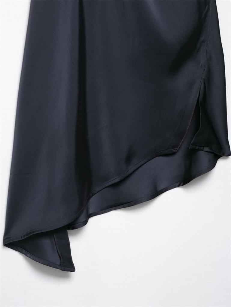Satin Solid Color Silk Halter Neck Top + Wide Leg Pants - New European American Arrival