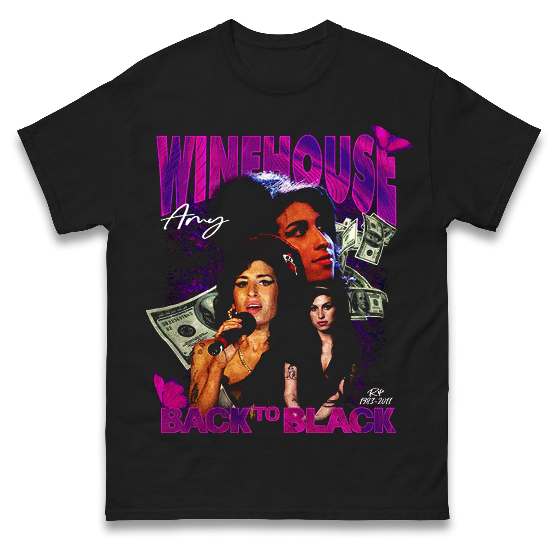 Amy Winehouse Retro Bootleg Mens T Shirt Womens Tops Tees XL