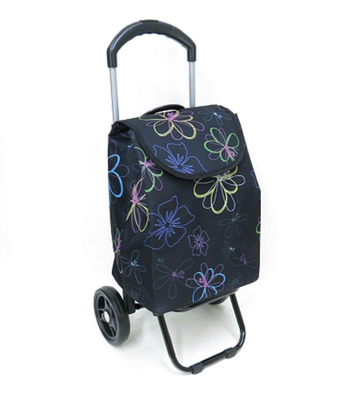 

VALENTINO VISCANI 15161 Тележка для покупок с регулируемой ручкой и колесами большого диаметра (Валентино Вискани) 4-уровневый 2-колесный (Черный/Цветочный узор) чёрный