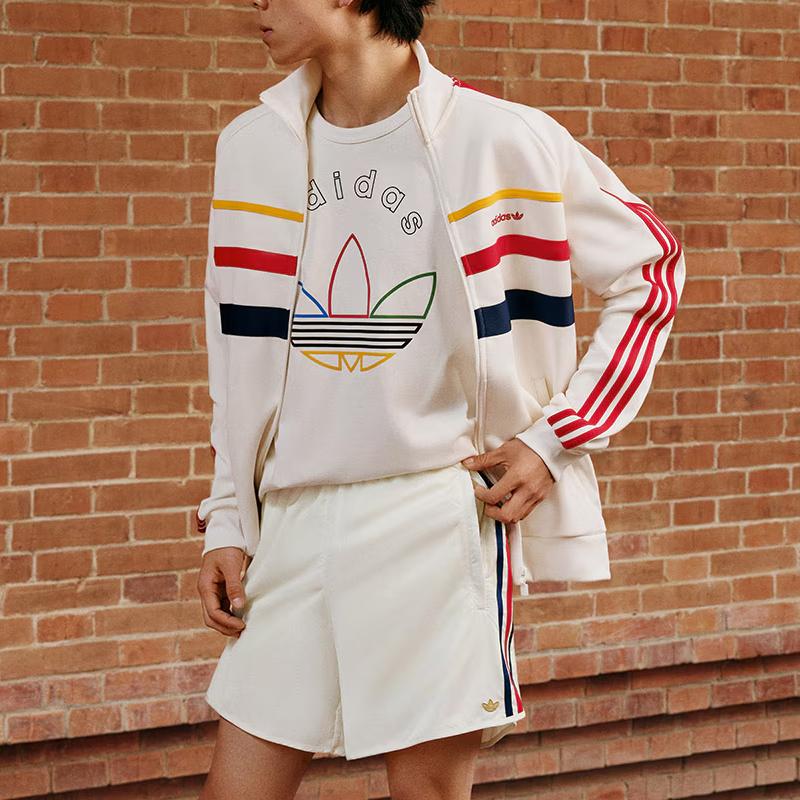 Adidas Originals The First Track Top Retro Color Block Stand Collar Sports Jacket Men Tops White IW3233