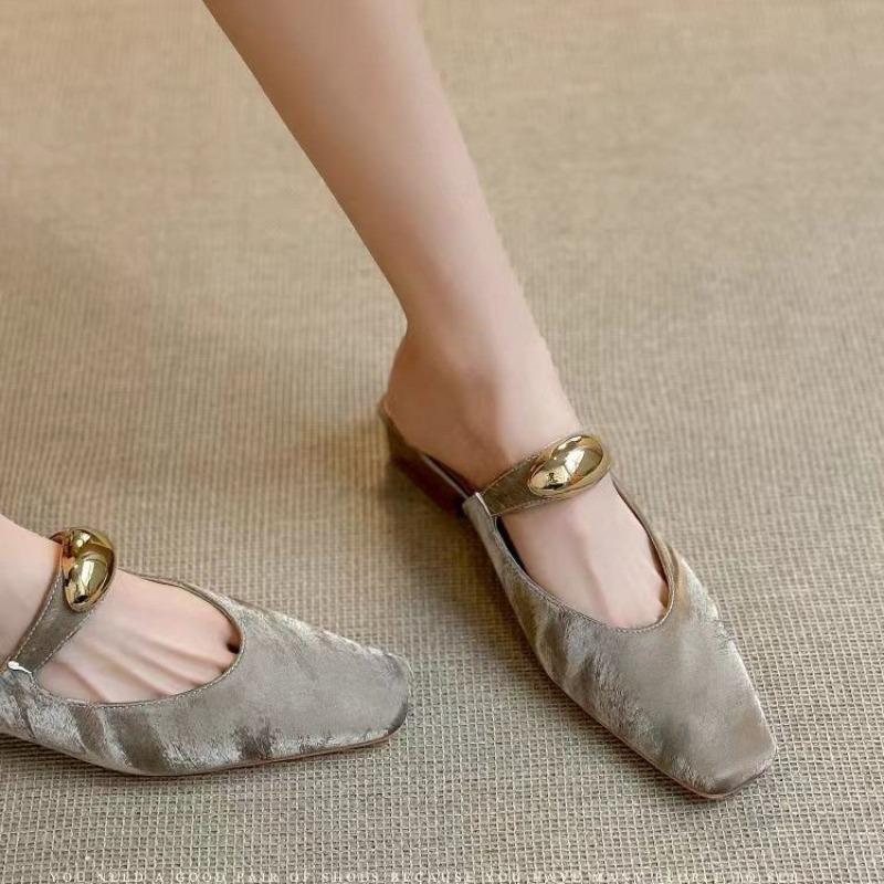 Fashion New Popular Summer Women's Cover Toe Mules Slippers Elegant Dress Slip-On Slides Shoes Comfortable Ladies Footwear Zapatos Mujer