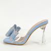Summer Transparent Perspex High Heels Slippers Sexy Street Woman Square Toe Dress Shoes Crystal Bowknot Designer Sandals