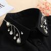 Vintage White Woman Fake Collar Black Crystal Lady Detachable Collar shirt Neckwear False Collar With Beads Clothing Accessories