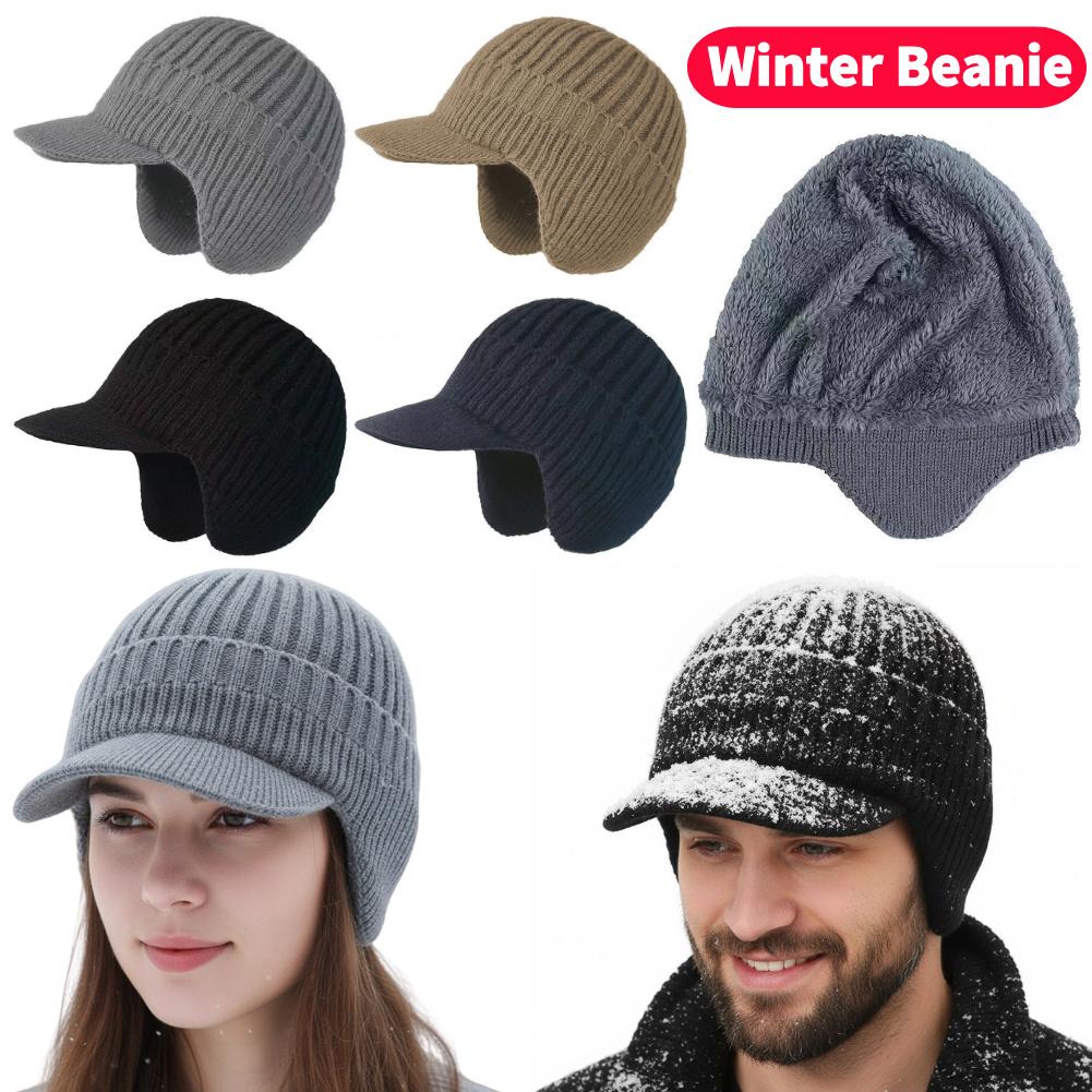 Winter Knitted Hat For Men Women Outdoor Cycling Ear Protection Warmth Peaked Cap Casual Fashion Sunhat Elastic Knitted Hat