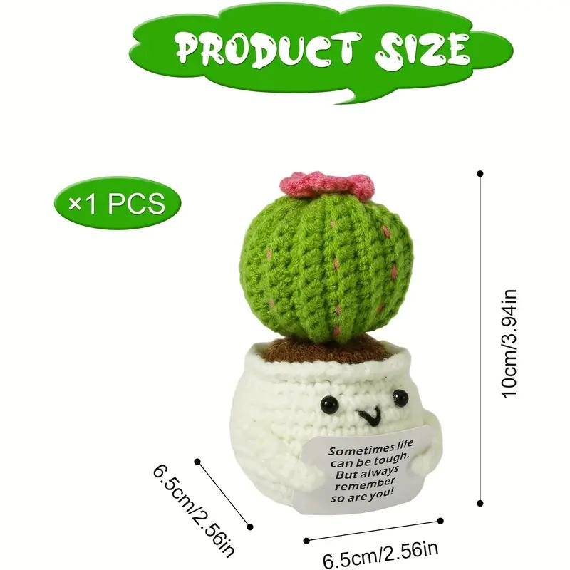 Adorable Handmade Knitted Cactus Toy - Cute Emotional Positive Life Doll with Encouraging Card, Friends, Room, Unique Gift Idea