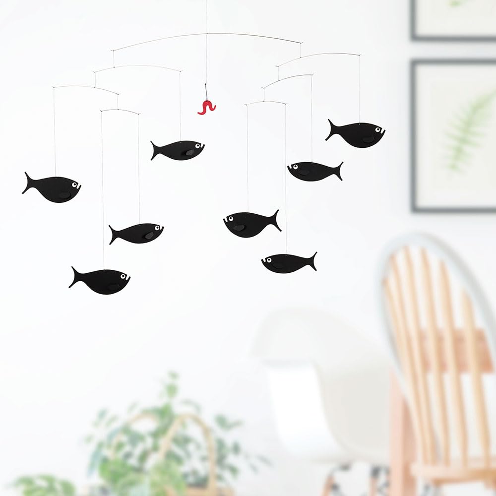 [Officially Imported] Flenstedt Mobile, Interior Ornament, Scandinavian Animal Shawl of Fish (FSM130017), with Presentation Box, Baby Goods, Gift