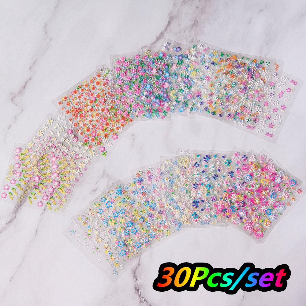 30 Stück Weihnachten Geprägt Glitzer 5D Nagelaufkleber 6*5cm Elch Schneeflocke Bär Schneemann Xmas Aufkleber Winter Maniküre Glitzer Aufkleber