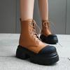 Round Head Lace-up  Shoes Autumn New Thick-soled Muffin Martin Boots Short Boots Retro Boots