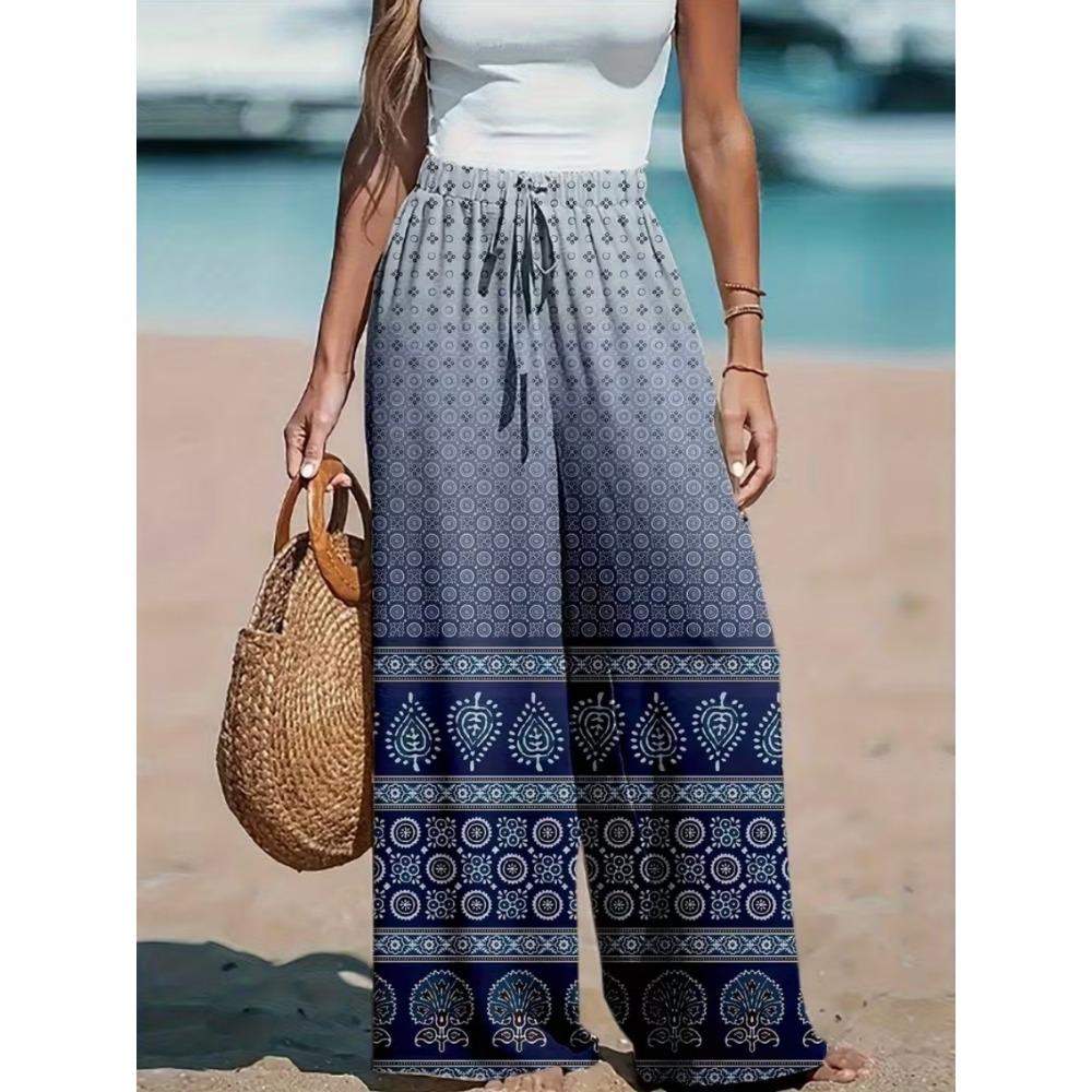 2026 Summer Fashionable New Fun Bohemian Colorful Flower Style 3D Printed Loose Street Sports and Leisure Pants Large Size