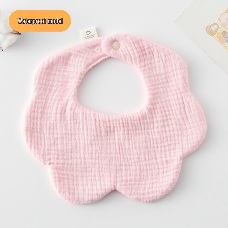 Korean-Style Solid Color Gauze Baby Petal Bib, Soft 7-Layer Waterproof, All Cotton, Class A