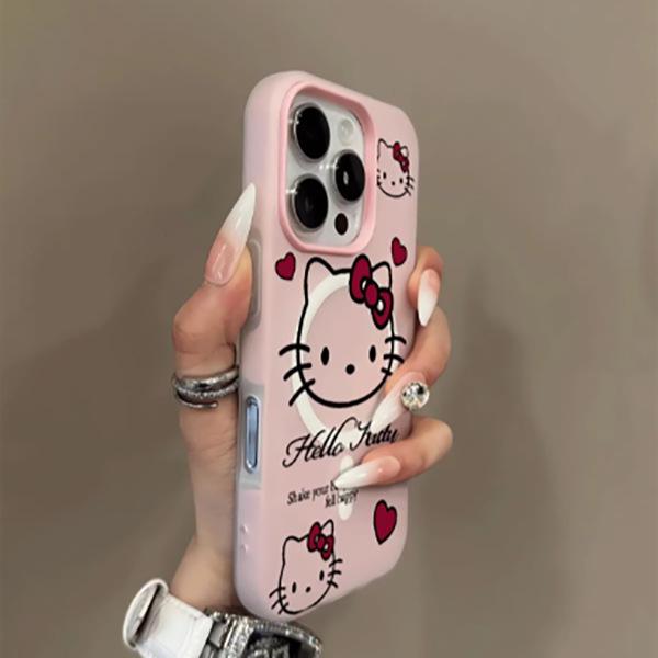 

Magnetic Heart Cat Jelly Case for iPhone 17 Pro Max, 16, 15 Pro, 14 12 Pro Max