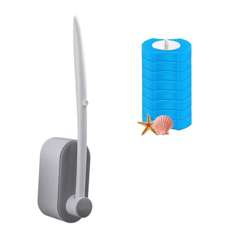 

Набор настенных туалетных ершиков, 8 насадок с запахом океана, необходимы для уборки ванной комнаты в доме 45x9x9cm серый