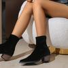 New Suede High Heels Ankle Boots Women Shoes Fashion Brand Pointed Toe Chunky Chelsea Boots  Autumn Winter Pumps Snow Botas
