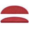 VidaXL Tapis d'escalier 15 pièces 56 x 17 x 3 cm Bordeaux Demi-rond 133881
