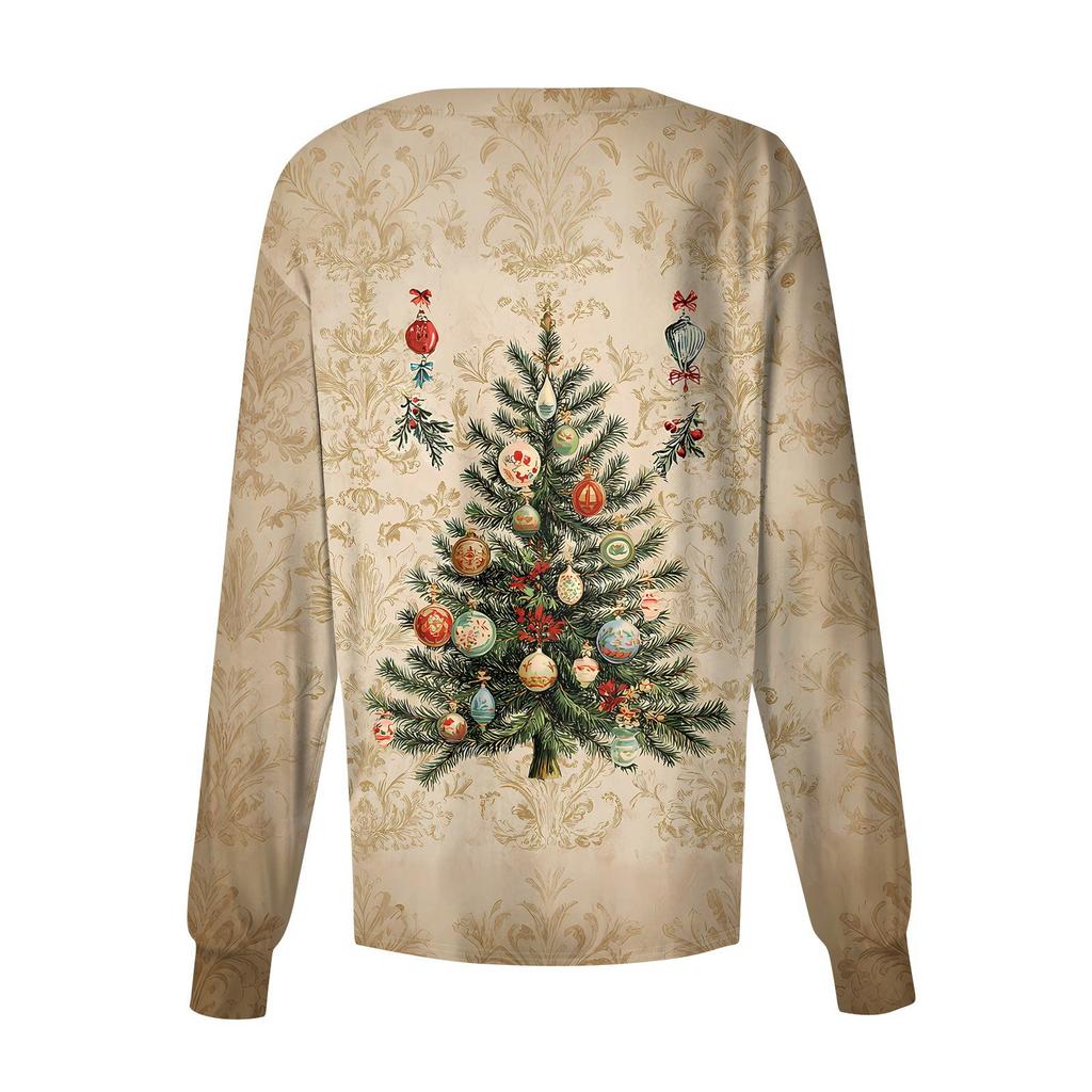 Dame fritidsjakke med langermet enkelt-breasted juletrykt beskyttelsesklær cardigan topp