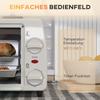 Mini-Backofen Toasterofen, 1 Backblech, 1 Grillrost, 10 L Fassungsvermögen, Timerfunktion, 36,5 cm x 26 cm x 22 cm, Cremeweiß