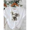 European Size Soft Pure T-Shirt with Cute Cartoon Elephant Print | Short Sleeve, Breathable, Comfortable, Casual Summer Style, Top for Ladies