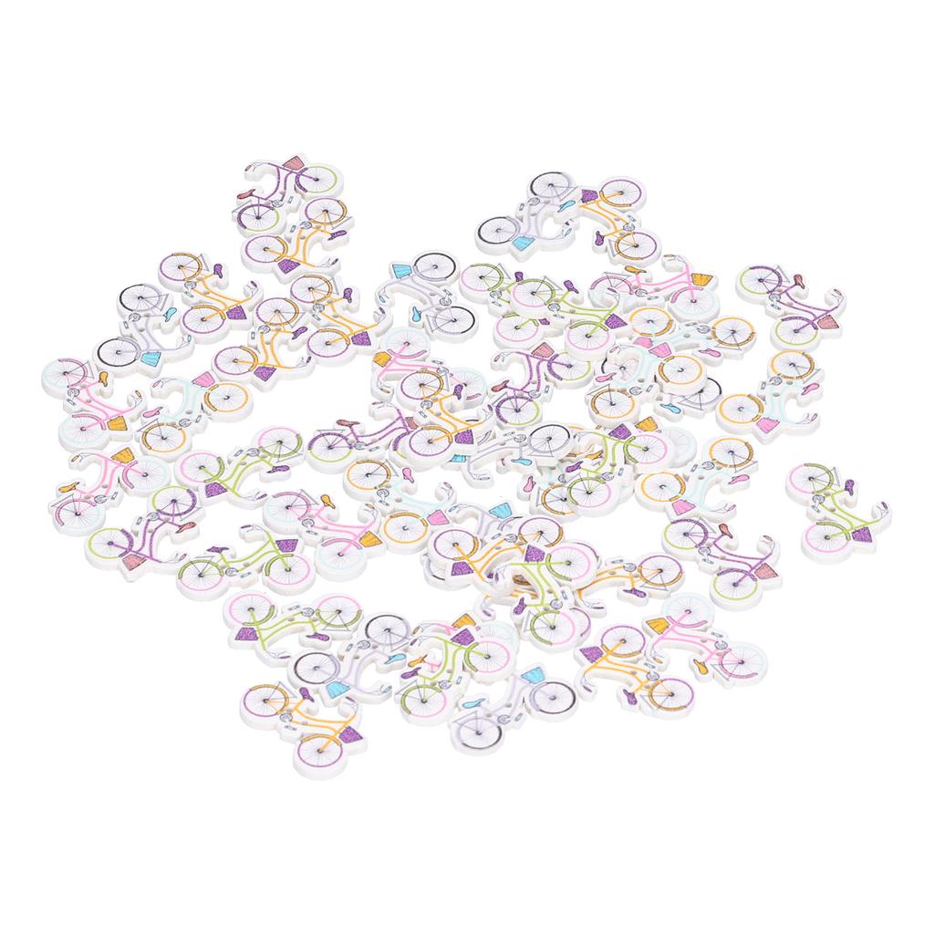 50 pezzi Bottone in Legno Cartone Animato Bicicletta Bottoni in Legno Fai da Te Accessori da Cucito Decorazione per Lavori di Cucito