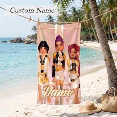 HUNTRIX Custom Name Printed Beach Towel Personalized Soft Towel For Swimming Beach Travel