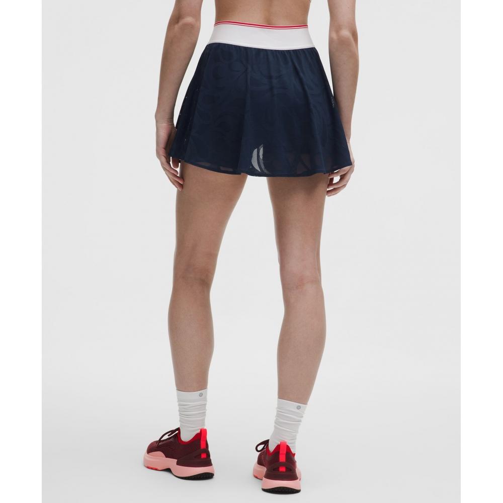 Lullulemon Paisley Mesh High-Rise Tennis Skirt Clbl Wht Oxfd