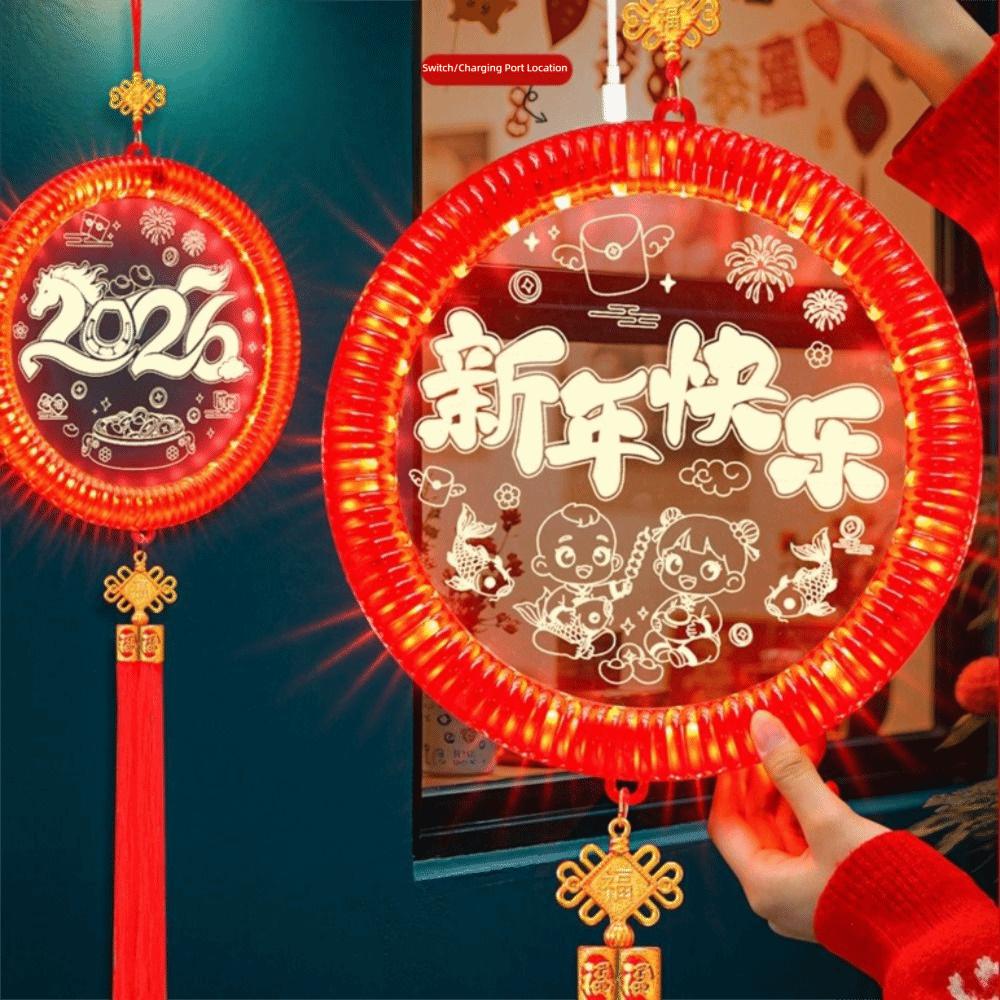 3D Glowing New Year Lantern Easy Hanging Pendant Style Red Hanging Lanterns Good Luck Design Year Of The Horse