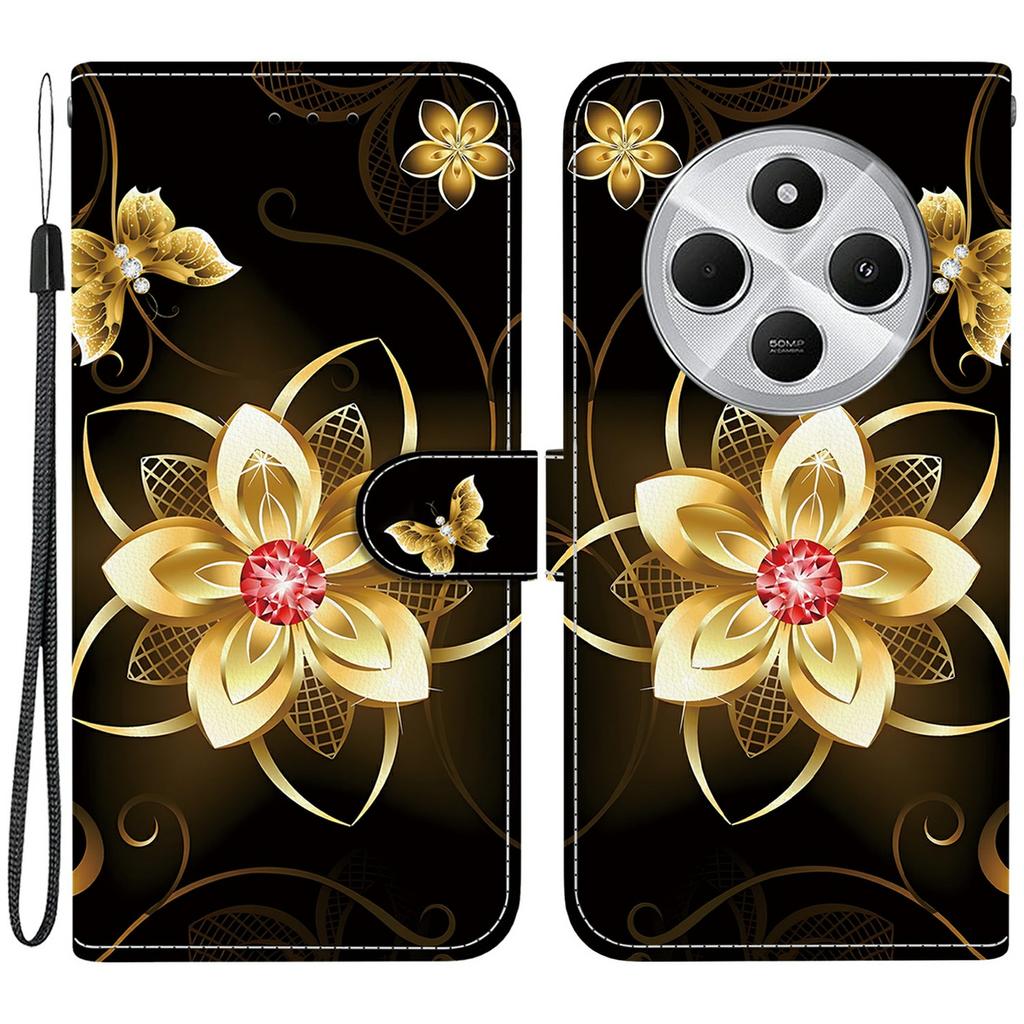 Phone Case For Xiaomi Redmi 14C 4G/Redmi 14R 5G/Poco C75 4G Pattern Printing Leather Flip Wallet Cover with Lanyard