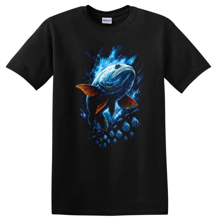 Fish Graphic Art T Shirt Ocean Wave Artwork Swimming Fish Tee