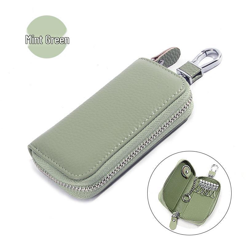 Genuine Leather Car Key Bag - Women's/Men's Waist-Hanging Zipper Key Case