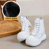 Fashion New Spring/Autumn Women's Platform Sneakers - Chunky Lace-Up Canvas Shoes with Hidden Height & Side Zipper, Street Style