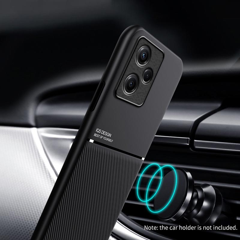 Phone Case for Infinix Hot 30i X669,PU Leather+TPU+PC Lines Imprinted Cover with Built-In Magnetic Holder Metal Sheet