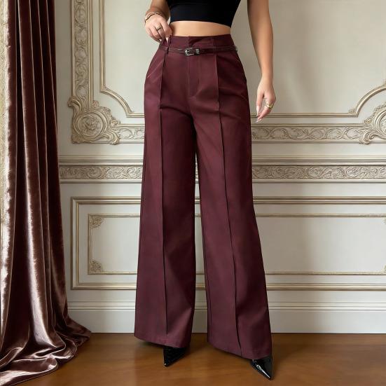 High Waist Slim Leg Trousers Versatile Fit Straight Pants Comfortable Breathable Fashionable Commuting Pants Vacation Travel