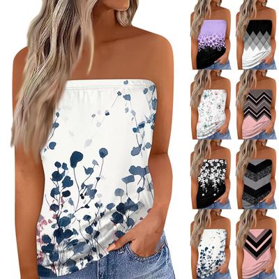 Women's Summer Sexy Tube Top Off Shoulder Sleeveless Tops Strapless Beach Vest Bandeau Shirt Backless Sexy Tops
