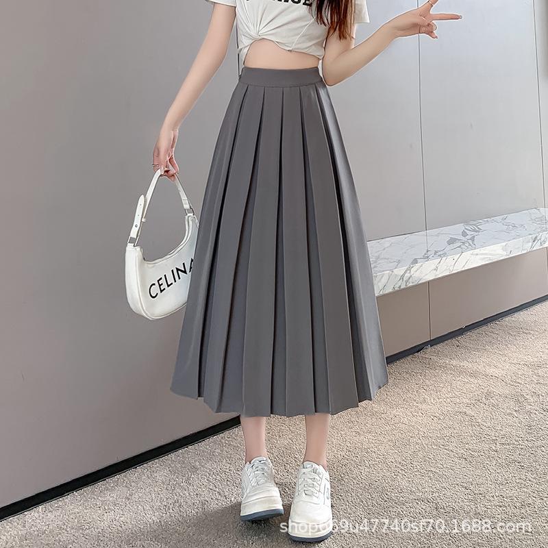 Gefalteter Midi-Rock für Damen - Hohe Taille, Ballett-Stil, A-Linie, Perfekt für den Herbst und Winter