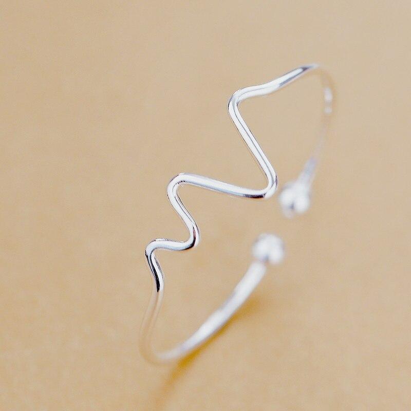 

Браслет для женщин Простой браслет ЭКГ открытие мода личность плавное сердцебиение браслет тенденция античный серебряного