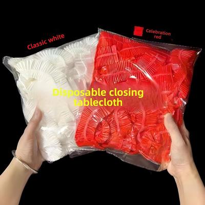 Universal Disposable Tablecloth for Round and Square Tables, Elastic and Loose Tablecloth, No-wash Tablecloth, Drawstring Table Cover