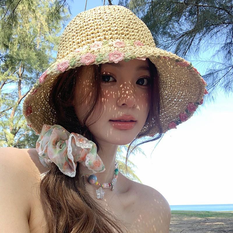 Sweet Braided Lace Straw Hat, Summer Sun Protection and Ultraviolet Protection, Small Fresh Beach Hat