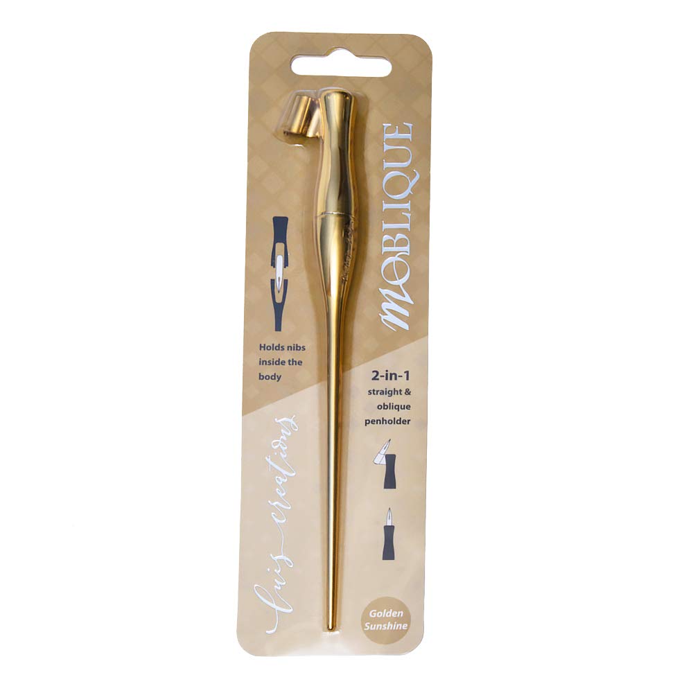 

Luis Creations Moblique Penholder with Internal Storage for Straight and Oblique Pens 2-in-1 (Golden Sunshine)