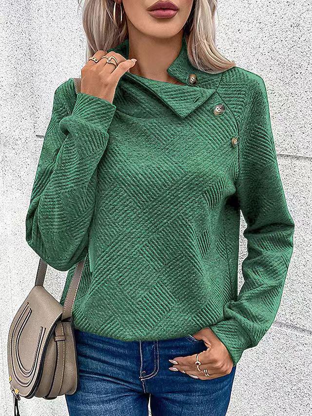2024 Europeisk og Amerikansk Casual Genser med Høy Hals og Lange Ermer for Høst/Vinter
