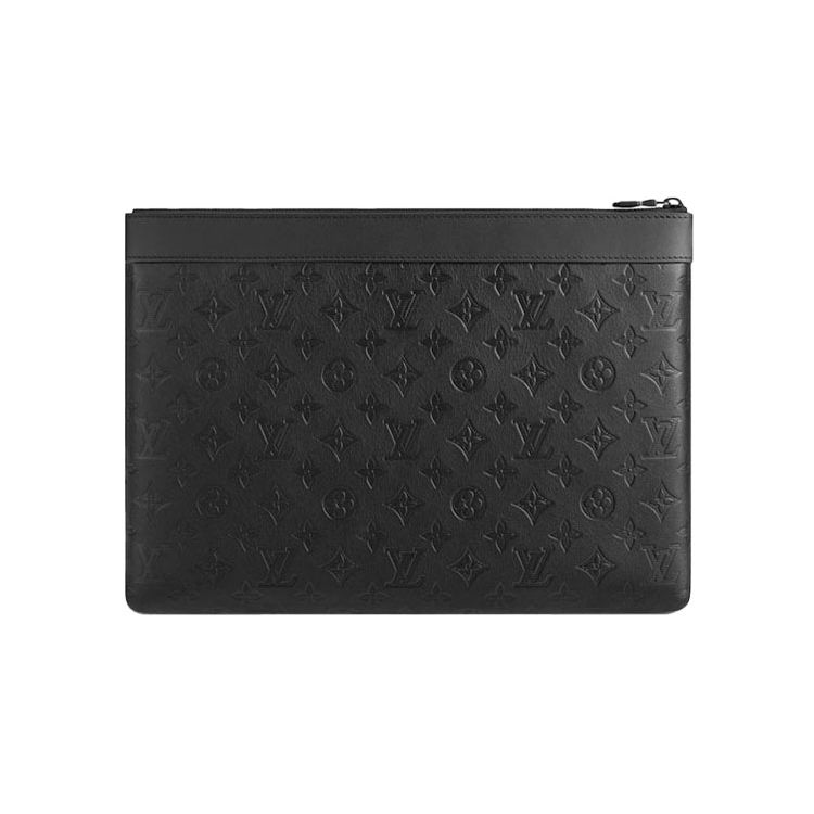 Louis Vuitton Discovery Pochette Klassisch Monogramm Geprägt Reißverschluss Groß Rindsleder Clutch Herren Clutch Schwarz M62903