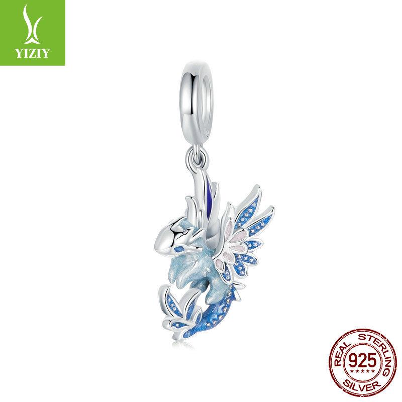 S925 Silver Dragon Pendant Beads: Original Blue Ziyun DIY Bracelet Accessory