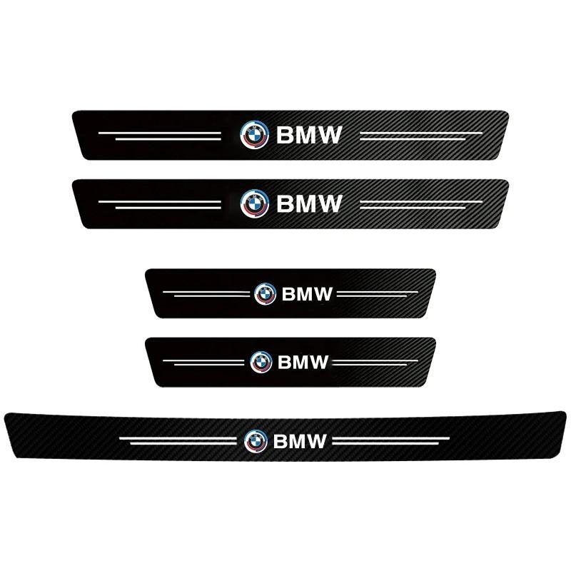 JKGN2 Carbon Fiber Car Door Sill Scuff Plate Decor Stickers for BMW Multiple Models Available in Packs of 1/4/5 for Customized Protect