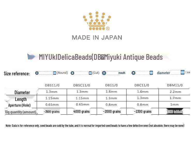 MIYUKI Japanese DB11/0 Antique Seed Beads [Common Color Series] 100g Pack