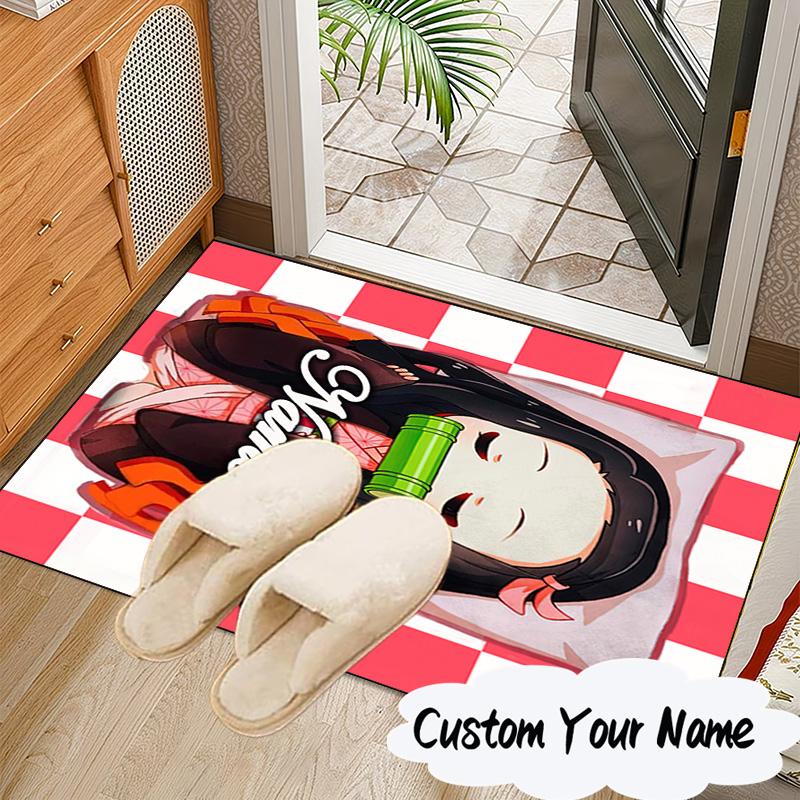 Custom Name Anime Demon Carpet, Chair Rug,Area Rug for Office Bedroom living rooms bedroom, Doormat decor Christmas fan gifts