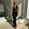 European and American Style 2026 Summer New Neck Halter Sexy Lace Hollow Dress Slim Hip Dress