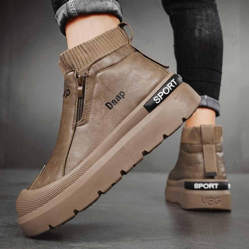 Fashion 2025 Autumn Retro British Style High Top Thick Soled Casual Shoes for Men Comfortable Versatile Non Slip Fashion Chunky sneakers