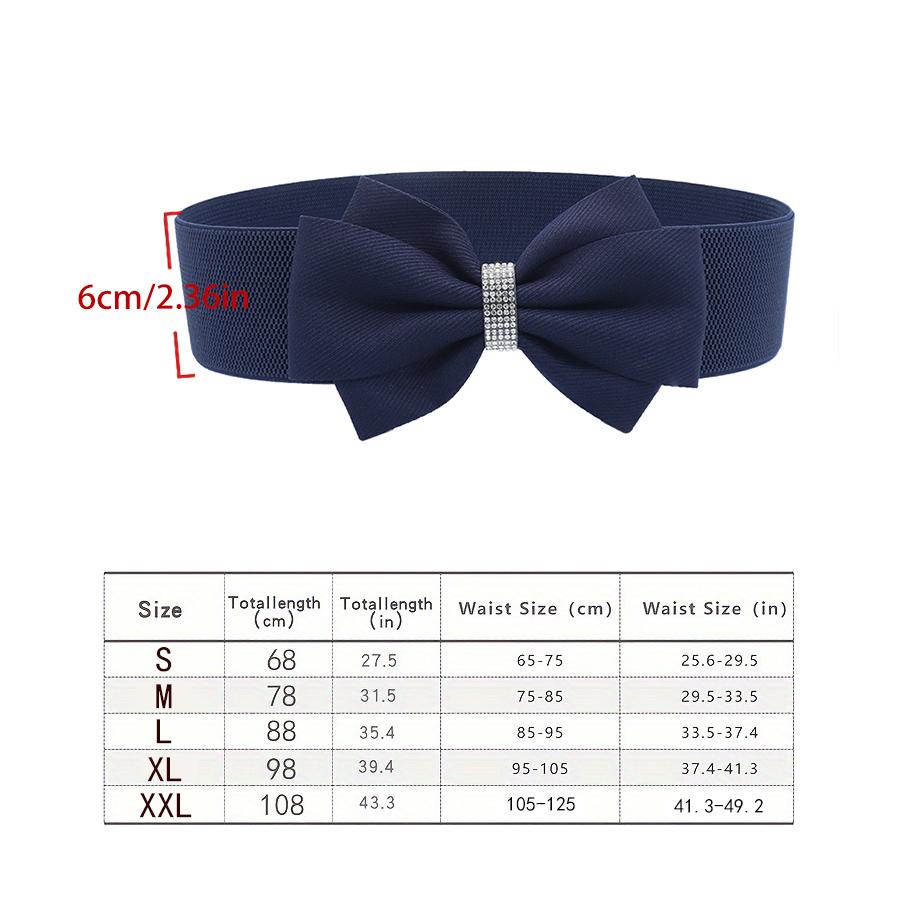 1 Solid Casual Cute Belt Shiny Rhinestone Bow Elastic with Dress Women's Belt