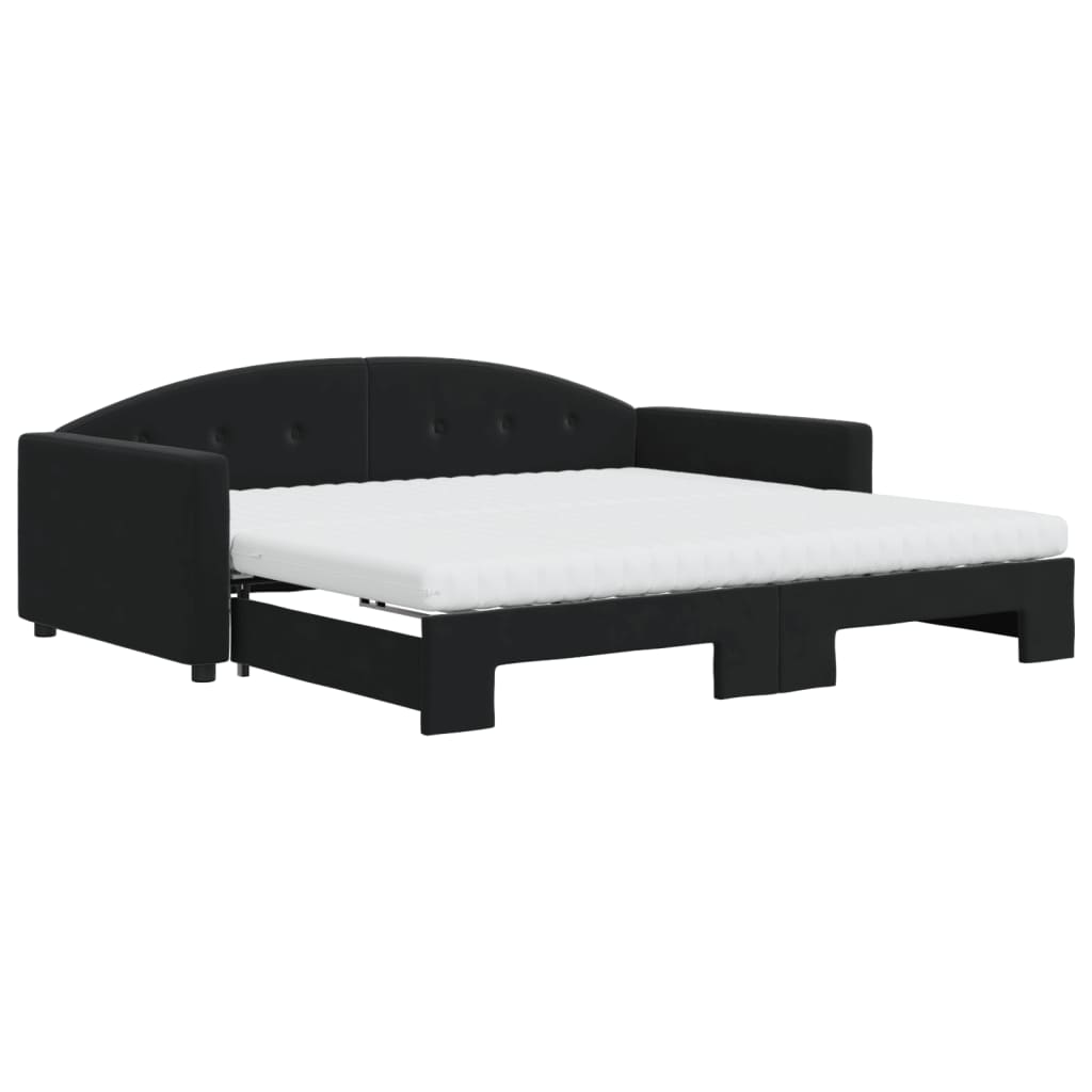 Extendable Daybed with Mattresses Black 100x200 Cm Velvet